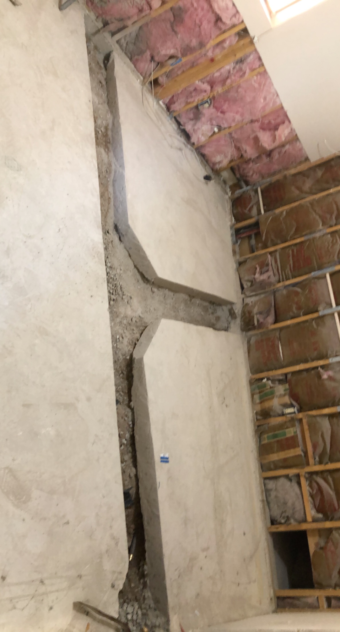 Cement cut out for drains to be relocated.